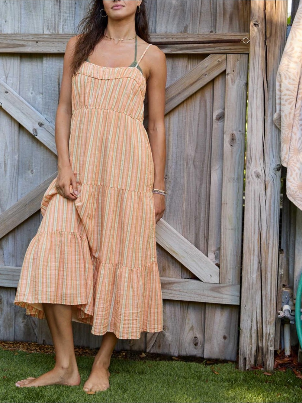 Aerie Striped Tiered Maxi Dress size S NWT